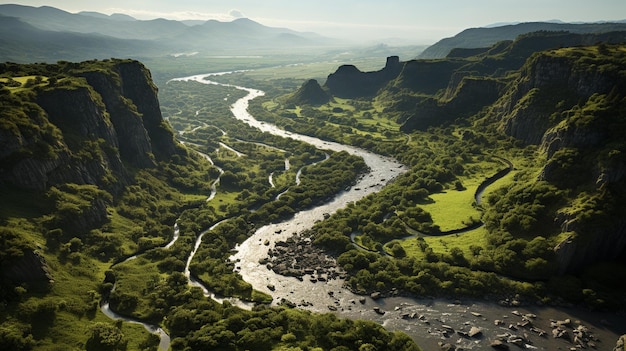 De kronkelende meanders van een rivier