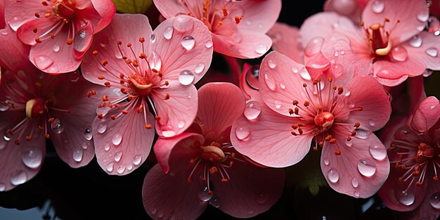 De kunst van de natuur Bloemen en bladeren met glinsterende waterdruppels