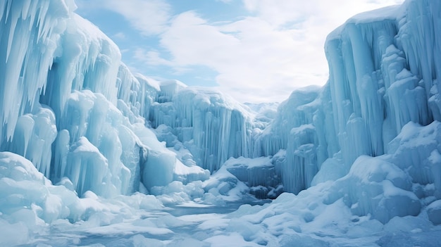 De kunst van de natuur op zijn best, het vastleggen van de schoonheid van de winter, ijskoud, kristallijn, prachtig, bevroren meesterwerk, ijzig, ingewikkeld, koud, natuurwonder, gegenereerd door AI.