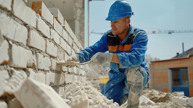 Foto de kunst van het vrijmetselwerk vroege ochtend metselwerk