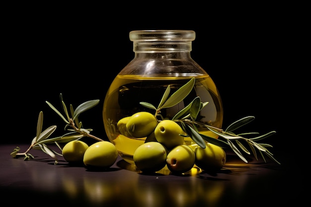Foto de kunst van pure elegantie uitstekende olijfolie in een glazen pot ar 32
