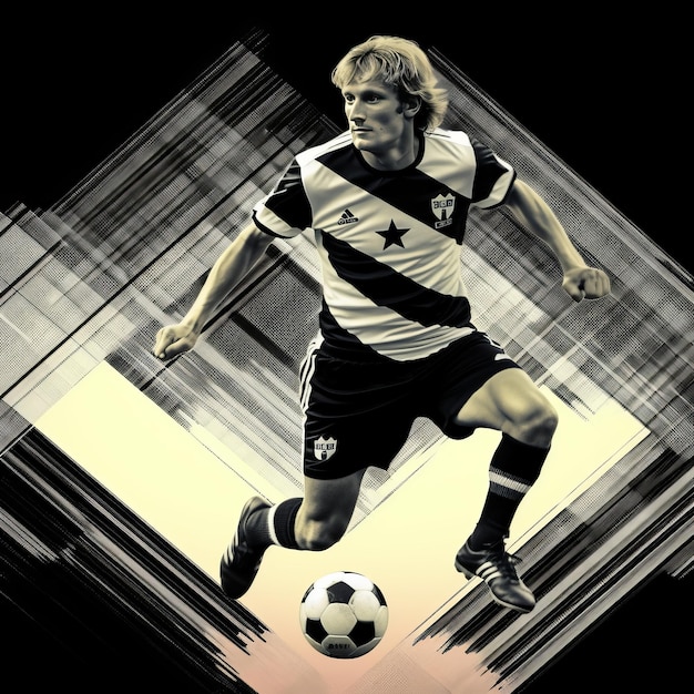 Foto de kunst van rudi voller boeiende zwart-wit retro actie opname met geometrische achtergrond e