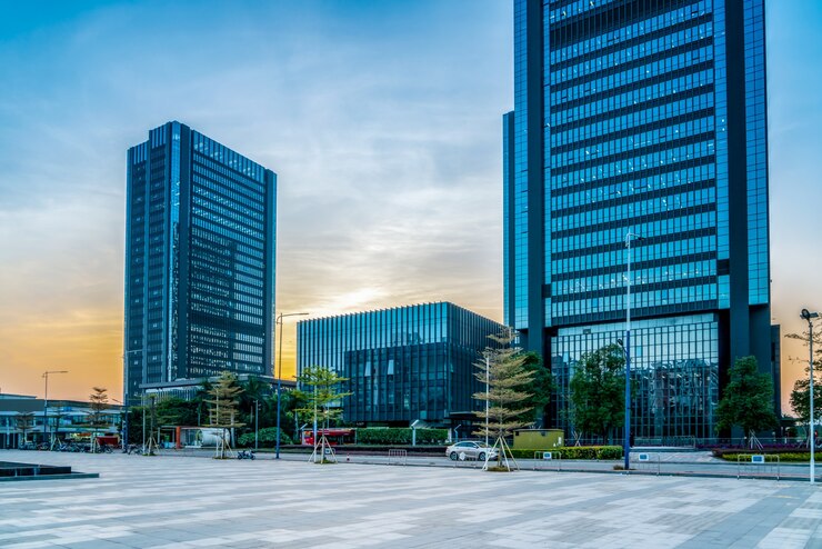 Foto de kustlijn van zhuhai en het financiële eiland hengqin