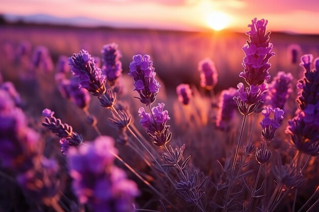 Foto de lavendelbloemen in de velden bloeien