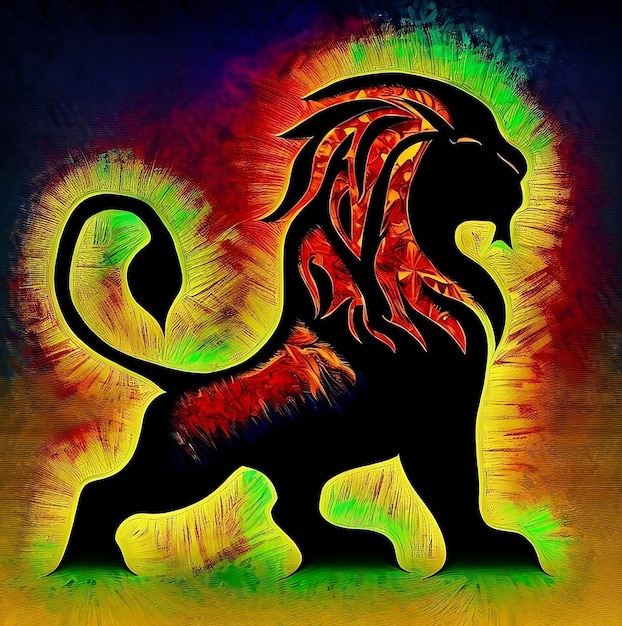De leeuwenkoning van de mooiste jungle van allemaal met opvallende Rasta-kleuren
