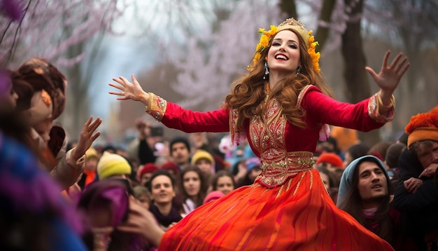 de levendige dansvoorstellingen bij een Nowruz-viering