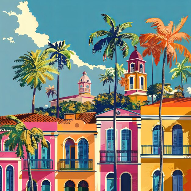 De levendige Recife Pernambuco Kleurrijke illustratie