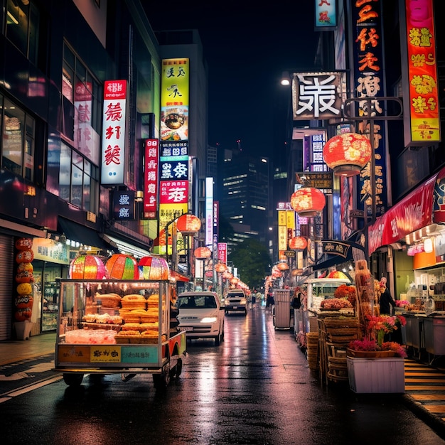 De levendige straatmarkt van Tokio
