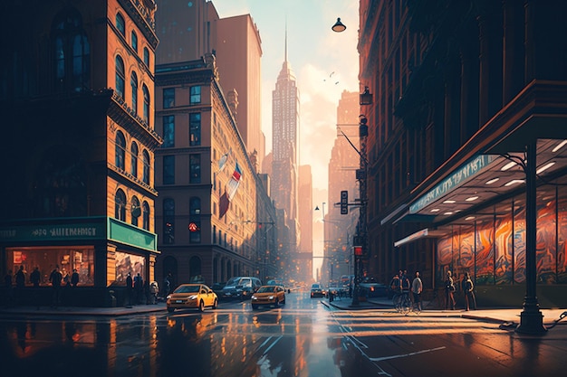 De levendige straten van Manhattan verkennen Een reis door de wolkenkrabbers en het bruisende stadsleven