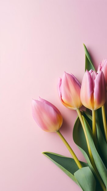 De levendige tulpen op een gekleurde achtergrond, gegenereerd door AI.