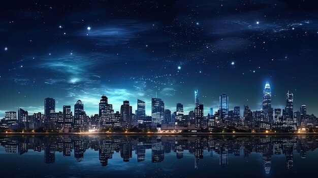 De lichten van de stad is een nachtelijk uitzicht op het stadspanorama