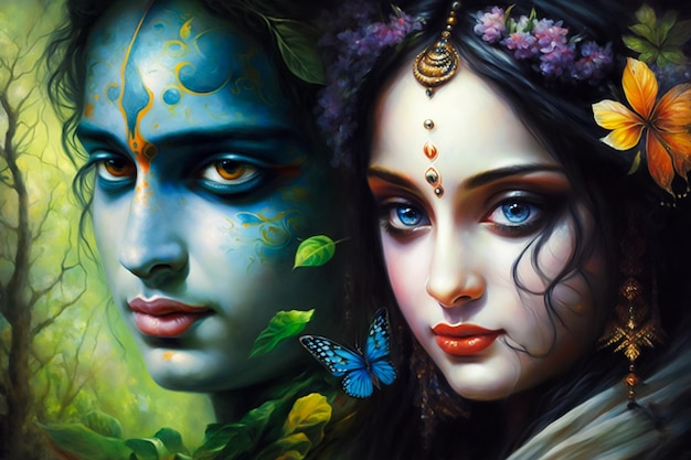 De liefde van Radha en Krishna in een magisch rijk