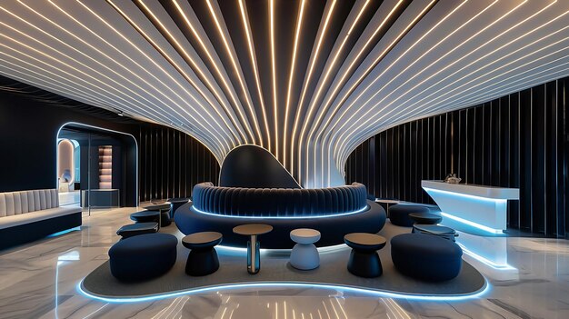 Foto de lobby heeft een elegant en modern ontwerp.