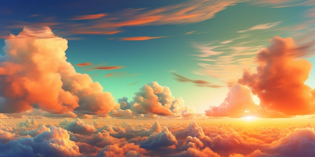 De lucht boven de wolken is een schilderij van een zonsondergang boven de wolken.