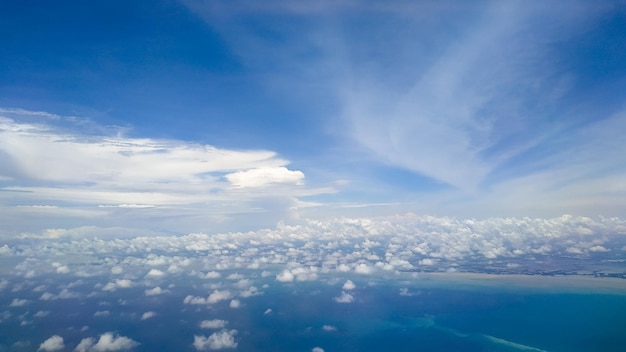 Foto de lucht en de wolken zijn erg mooi en blauw, voor behang