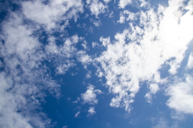 De lucht is blauw met wolken