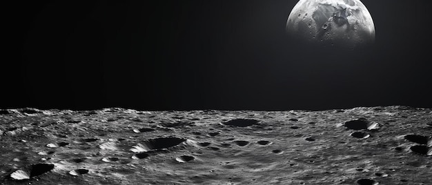 Foto de maan is zichtbaar in deze afbeelding genomen door ruimteschip fabrikant