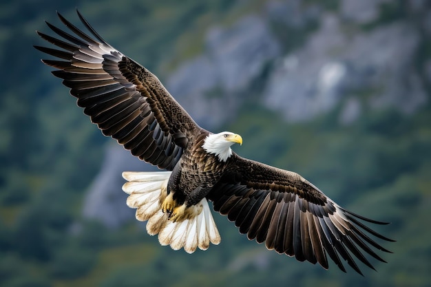 De majestueuze adelaar vliegt hoog