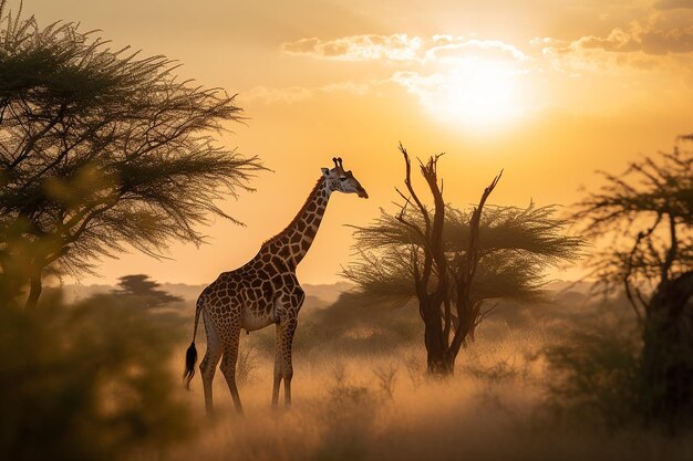 De majestueuze giraf in de Afrikaanse savanne