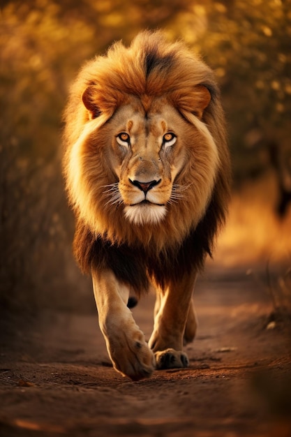 De majestueuze leeuw die door de Afrikaanse savanne zwerft, een krachtig symbool van het wild