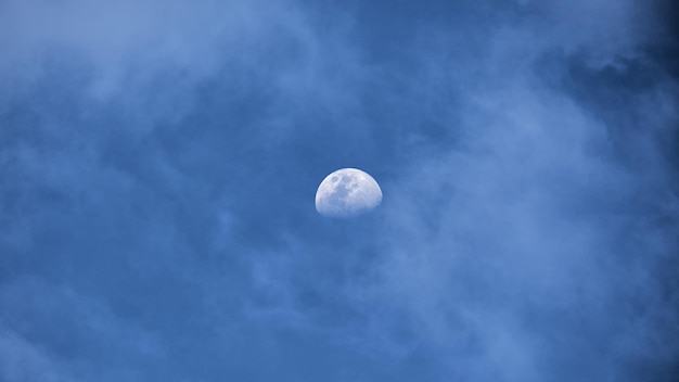 De majestueuze maan bij daglicht. Een zeldzame aanblik