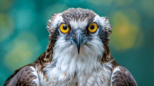 De majestueuze osprey staart aandachtig met doordringende gele ogen in zijn natuurlijke leefomgeving