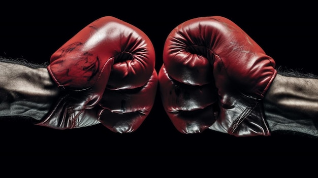 Foto de manier waarop handschoenen beide bokser beschermen tijdens een wedstrijd