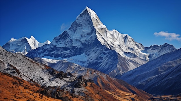 De meest prachtige zonsondergang over Everest digitale behang beeld Ai gegenereerde kunst