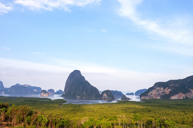 De mening van de landschapsaard van Sametnangshe-landschapsmening in Phang-Nga Thailand wordt gevestigd dat.