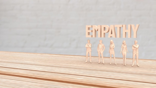De menselijke figuur en tekst voor empathie concept 3d rendering