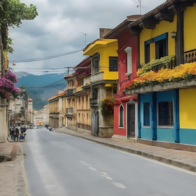 Foto de met vlaggen omzoomde straten van columbia een mozaïek van traditie en cultuur