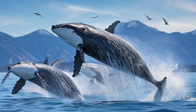 De migratie van walvissen of dolfijnen richt zich op de schaal en de gratie van deze zeezoogdieren.