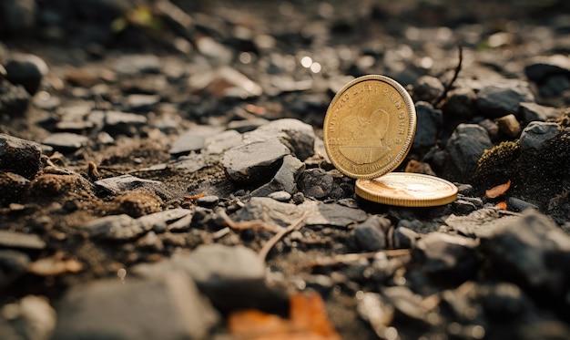 De modderige grond kon de glinstering van de verborgen gouden munt niet verbergen