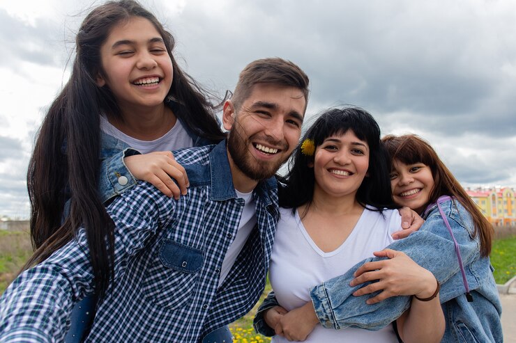 De mooie en gelukkige familie