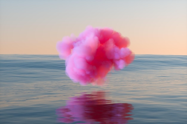 Foto de mooie roze wolk op de oceaan 3d rendering computer digitale tekening