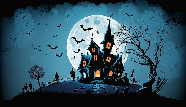 De mooie scène van Halloween van spookpompoenen achtergrondfotoillustratie