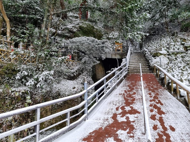 De Nanzoin-tempel is een Shingon-boeddhistische tempel in Fukuoka Landmark na sneeuwval