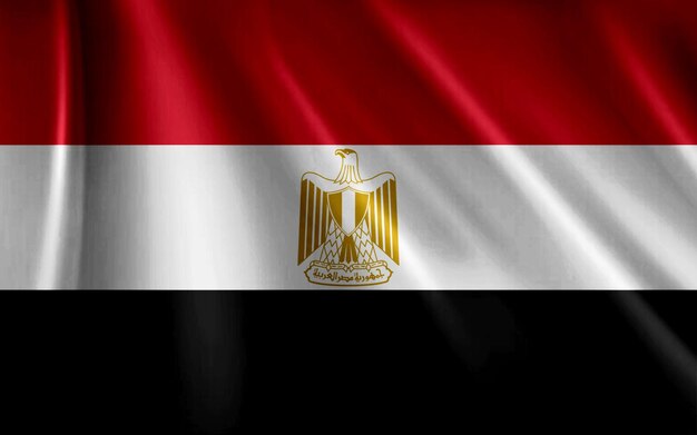 De nationale vlag van Egypte vliegt.