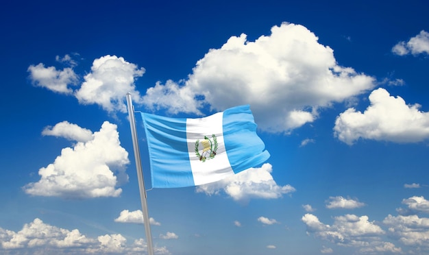 De nationale vlag van Guatemala zwaait.