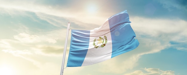 De nationale vlag van Guatemala zwaait.