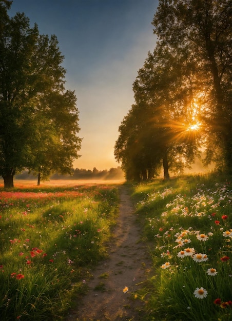 De natuur bij zonsondergang