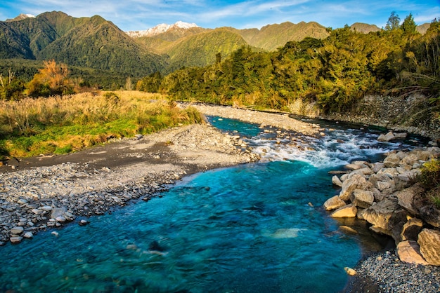 De natuur op zijn best gezien in het ongerepte rivierlandschap genesteld onder de Zuidelijke Alpen