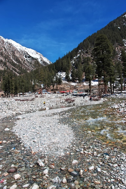 De natuur van de Kalam-vallei in de Himalaya in Pakistan