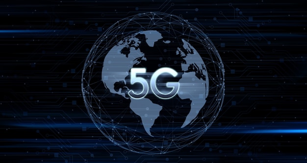 De nettostructuur van de aarde digitale netwerkcommunicatie 5g en het internet 5g draadloos netwerksysteem (internet of things)