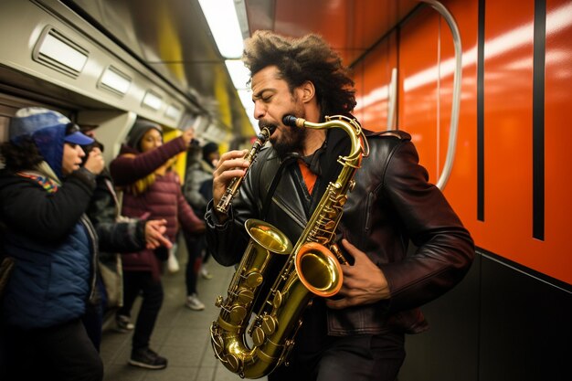 Foto de new yorkse metro, de smeltkroes van stedelijke beweging en cultuur