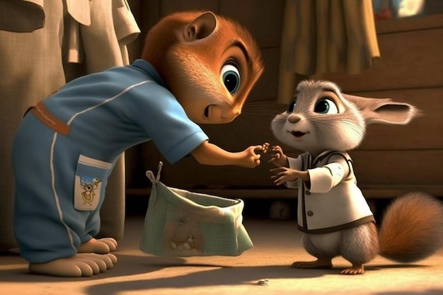 De notenkraker en de eekhoorn worden getoond in deze scène uit de film Alvin and the Chipmunks.