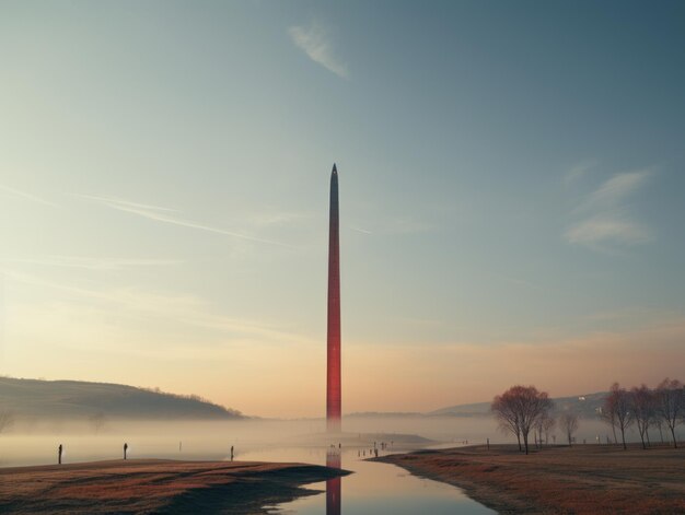 de obelisk bij zonsopgang