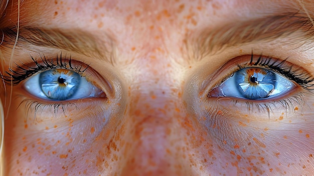 De ogen van een vrouw zijn blauw en oranje.