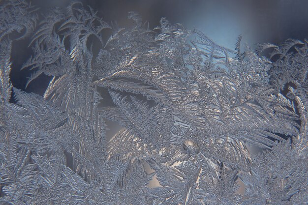 De ongebruikelijke vorst op een winterraam