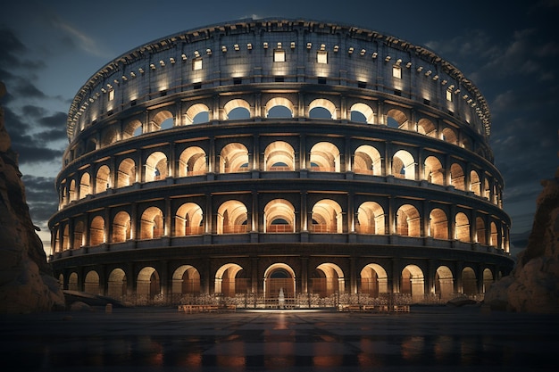 De ontzagwekkende architectuur van het Colosseum in 00662 00